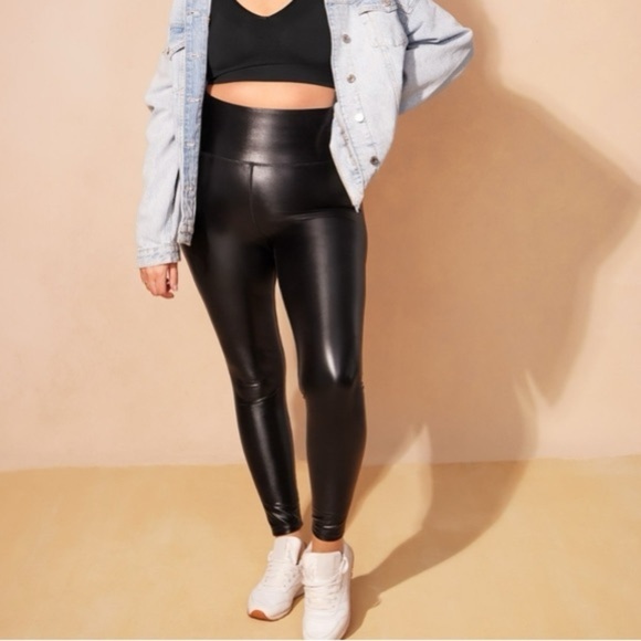 knix Pants - Knix x The Birds Papaya High Rise Faux Leather Leggings SZ L